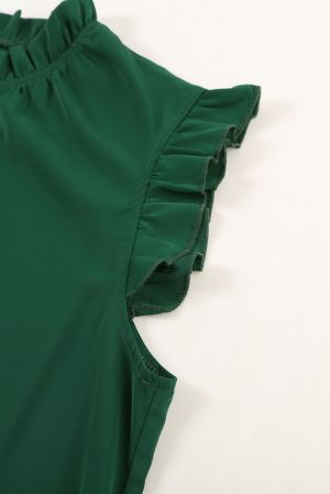 Дамски топ в зелен цвят с къдрички