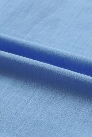 Дамски топ в синьо с ефектни къдрички, 100% памук