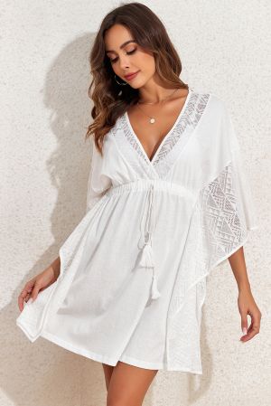 Дамска плажна рокля в бяло