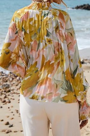 Дамска феерична блуза на цветя с дълъг ръкав