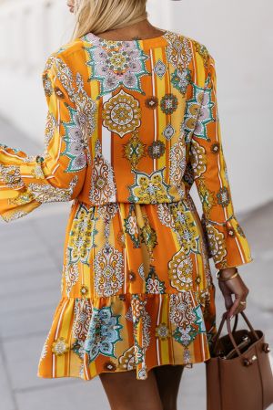 Дамска оранжева рокля в бохемски стил