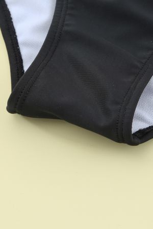 Halter Neck Striped Backless One-piece Swimwear