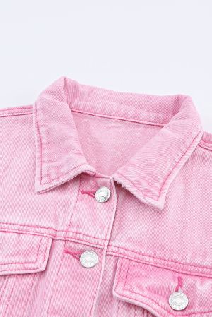 Дамско дънково яке в розово, 100% памук