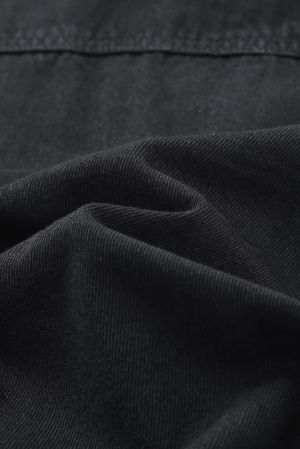 Дамски дънков елек в черно с качулка, 100% памук