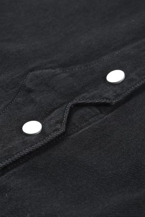 Дамски дънков елек в черно с качулка, 100% памук