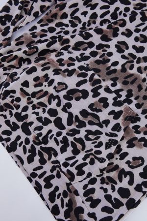 Leopard Print Kangaroo Pocket Pullover Hoodie