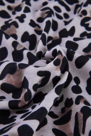 Leopard Print Kangaroo Pocket Pullover Hoodie