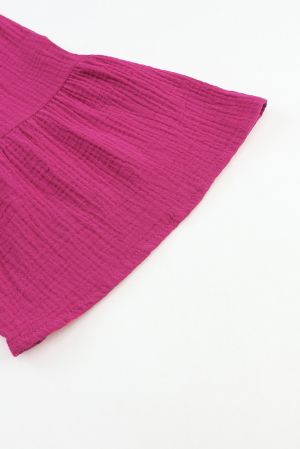 Дамска рокля тип риза в цвят циклама, 100% памук