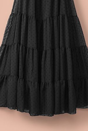 Black Swiss Dot Plus Size Ruffle Tiered Maxi Dress