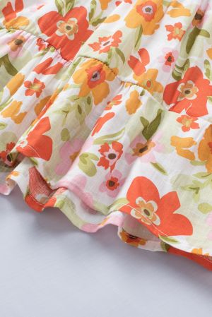 Multicolor Ruffled Shirred Sleeveless High Rise Floral Mini Dress