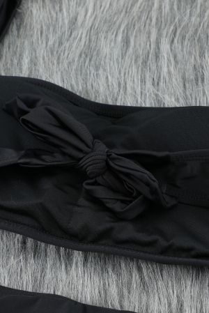 Black Sexy Bubble Sleeves High waisted swimsuits